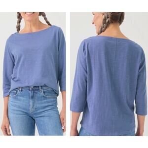 PACT Blouse Medium Boat Neck Three-Quarter Sleeve Organic Cotton Slub Fabric